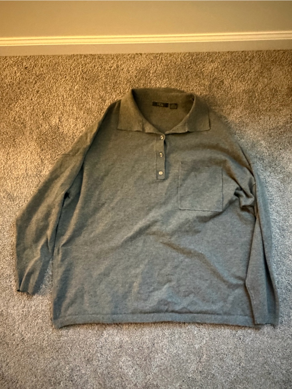 Heather Gray Knit Pullover Sweater with Pocket